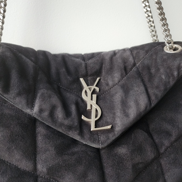 Saint Laurent Lou Lou Small Suede Puffer Bag - Picture 2 of 12